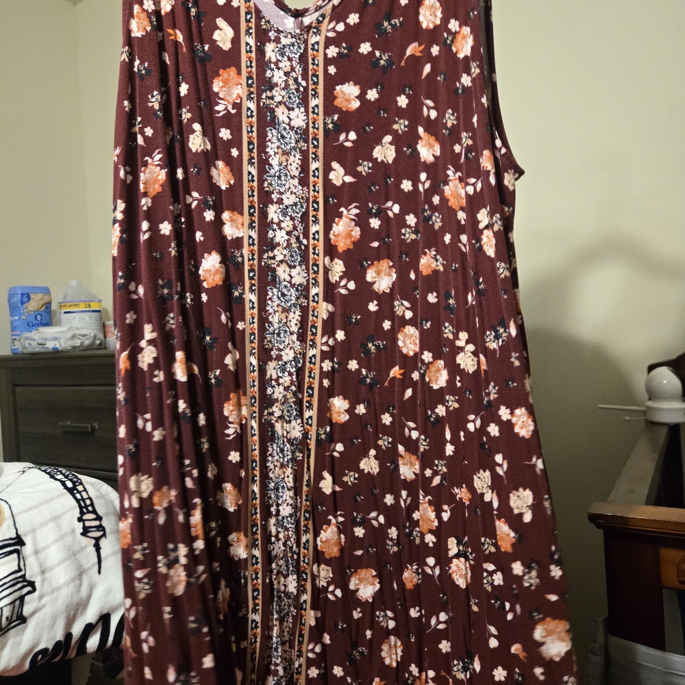 Maurices Burgundy Floral Maxi Dress